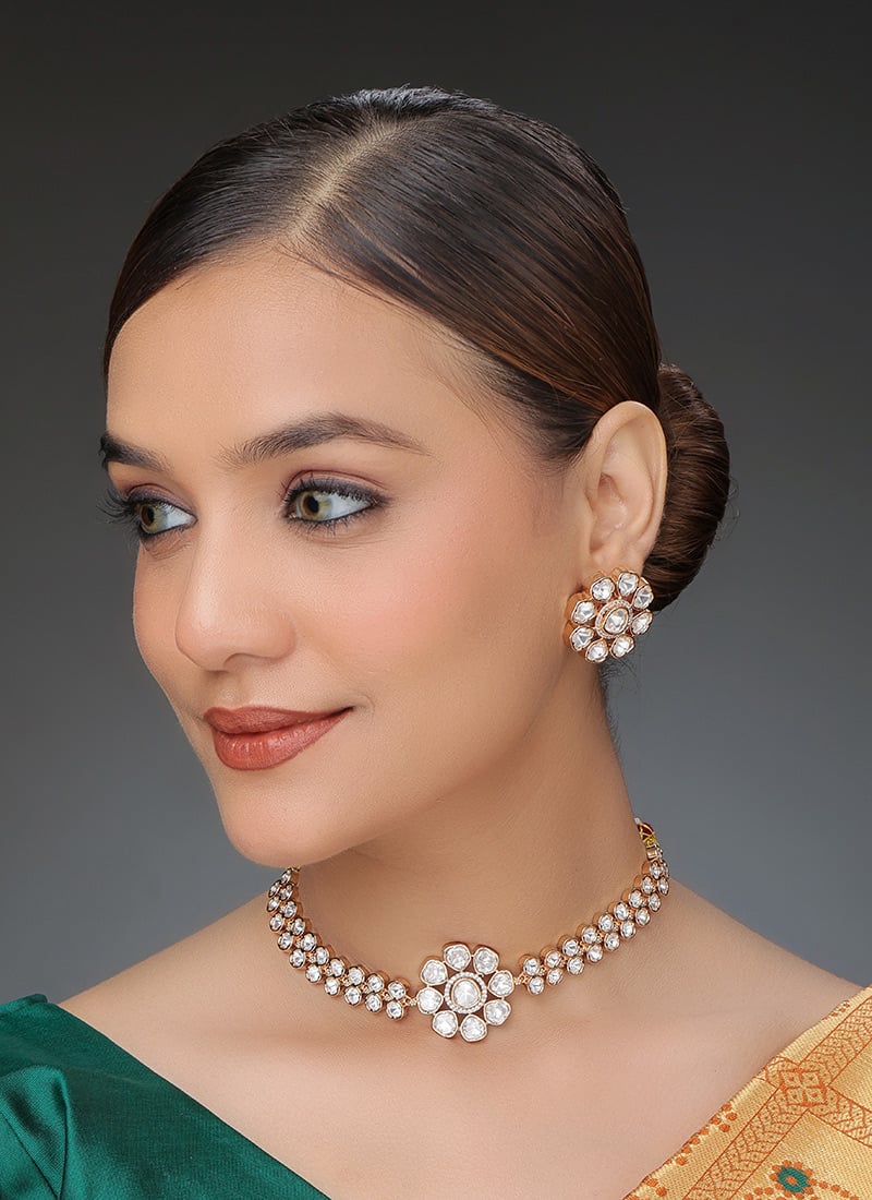 Rose Gold Kundan Choker Wedding Wear