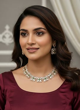 Rose Gold Kundan Stone Choker Set