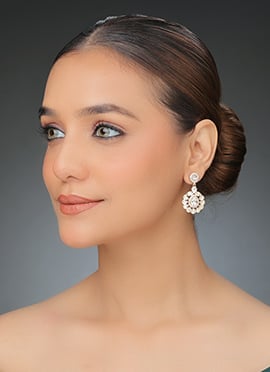 Rose Gold Kundan Stone Work Danglers