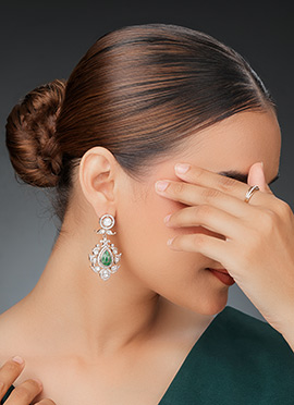 Rose Gold Kundan Stone Work Danglers