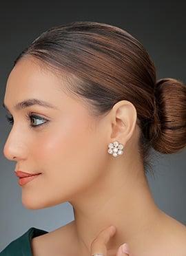 Rose Gold Kundan Work Studs