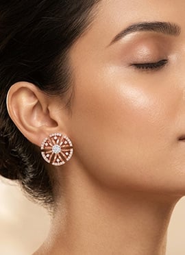 Rose Gold Plated 925 Sterling Silver Moissanite Stone Stud Earrings