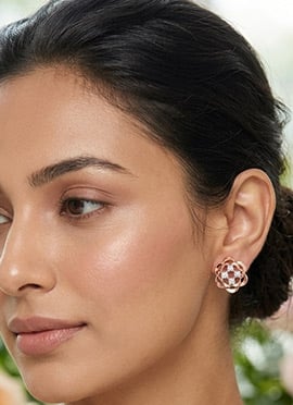 Rose Gold Plated Jewelry 925 Sterling Silver Stud Earrings With Moissanite