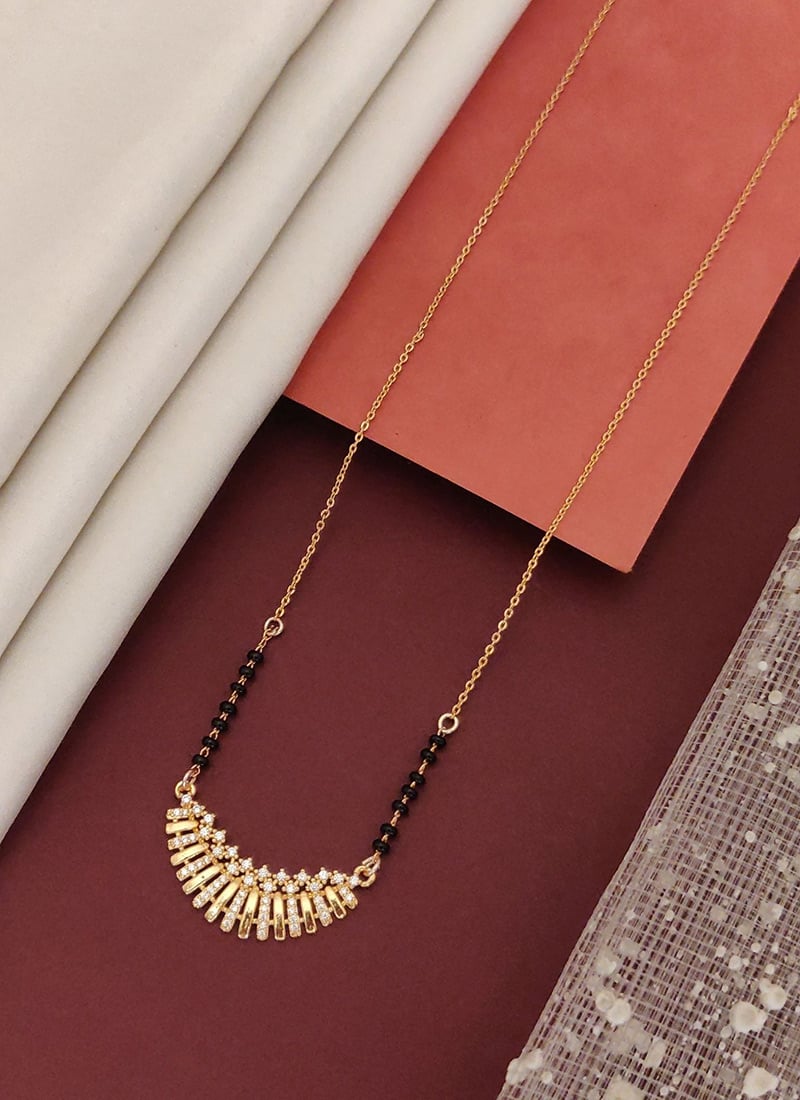 Rose Gold Radiant Fringe Beads And Stones Mangalsutra Festive Wear