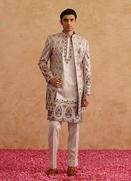 Rose Gold Silk Embroidered Bandi Set