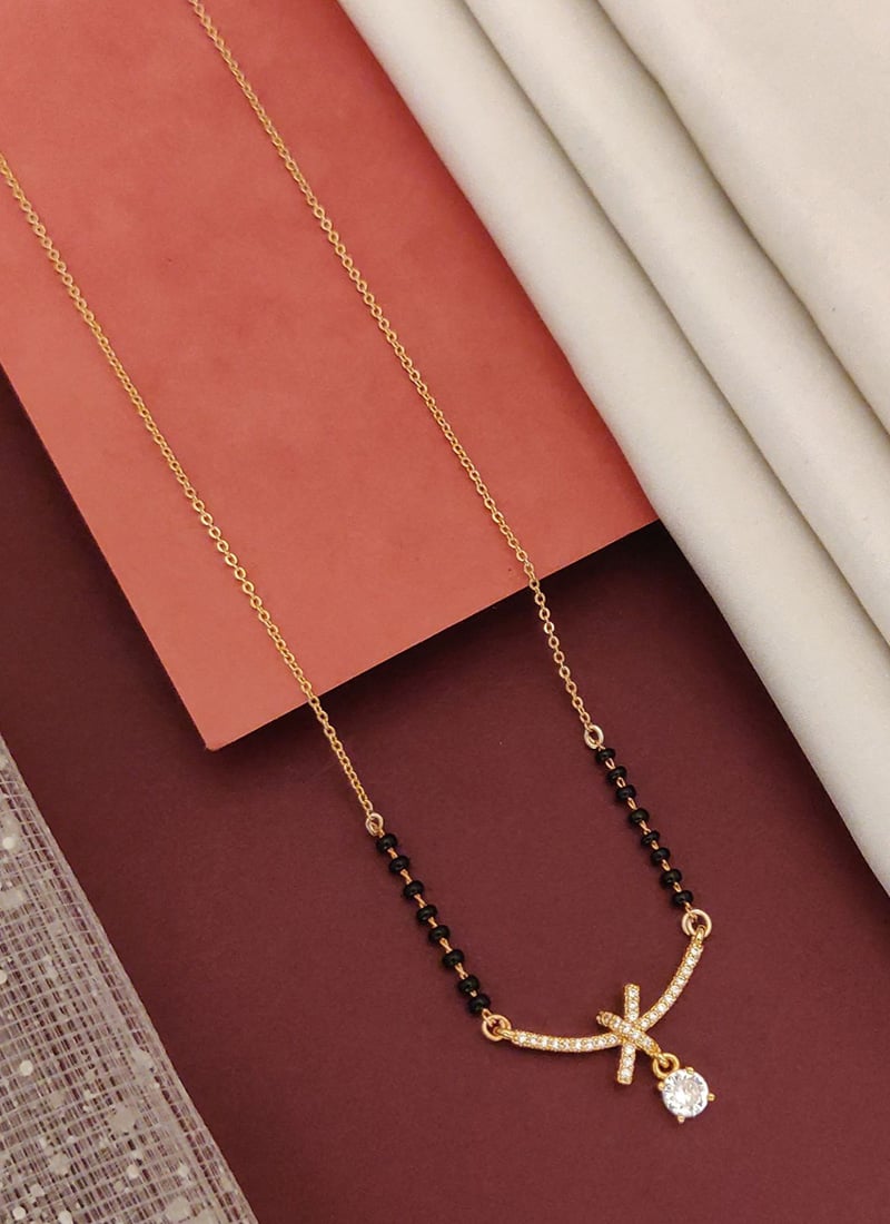 Rose Gold Star Drop Beads And Stones Mangalsutra Festive Wear