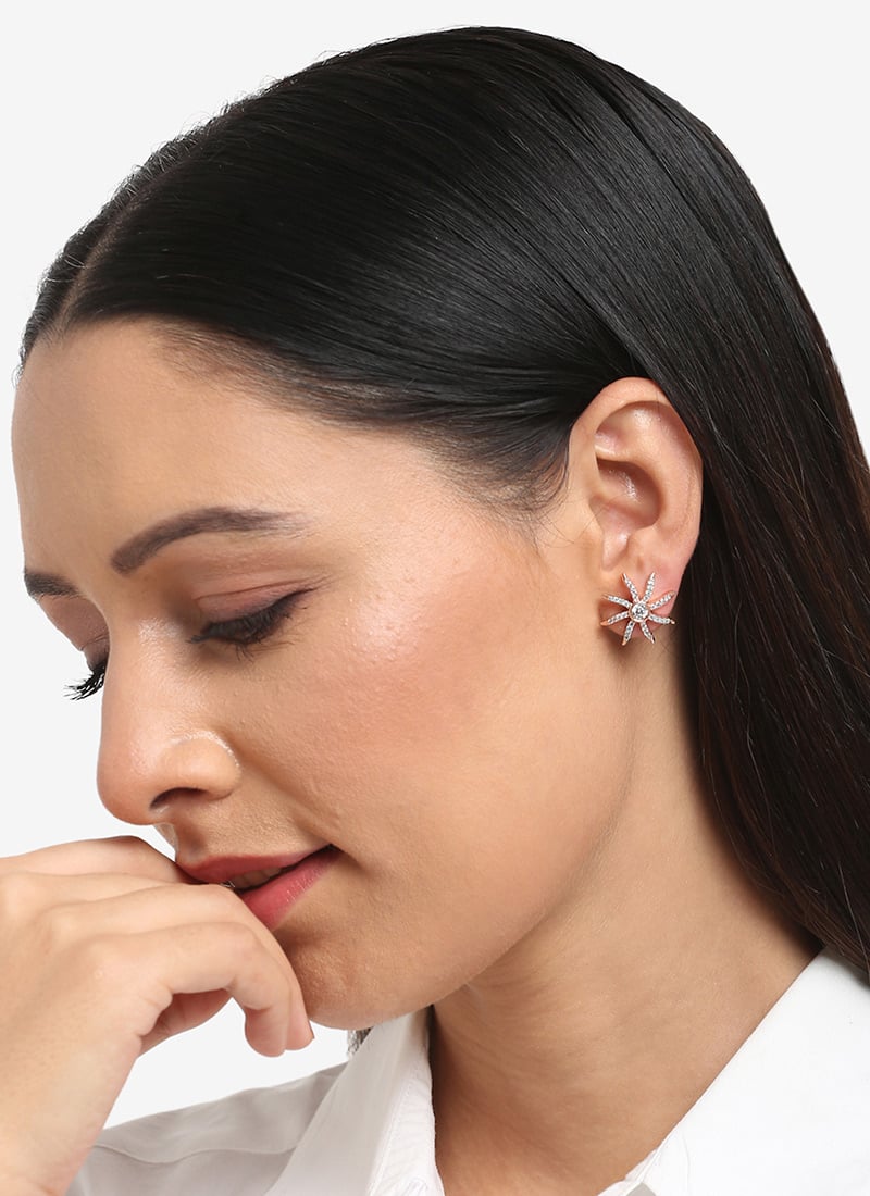 Rose Gold Stone Studs Festive Wear
