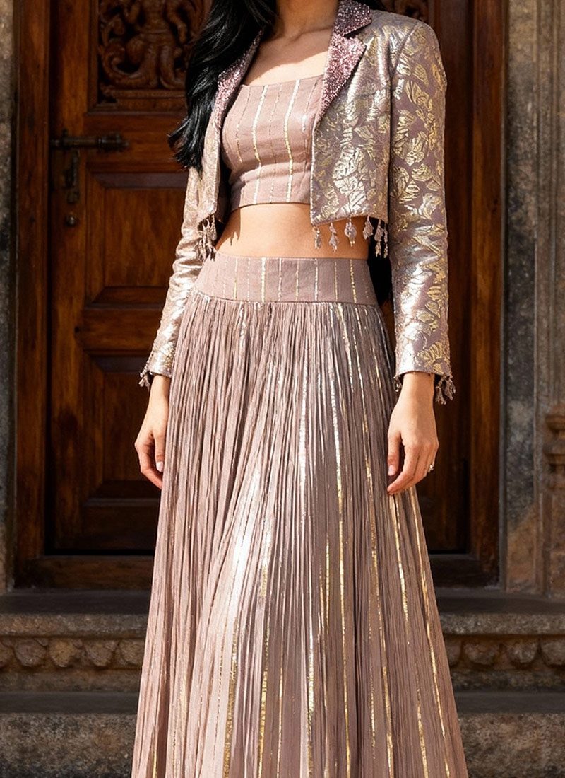 Indo-western dress for women in viscose nylon with heavy handwork – stylish ethnic fusion wear in L and XL