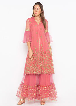 Kurta With Crinckled Sharara Set
