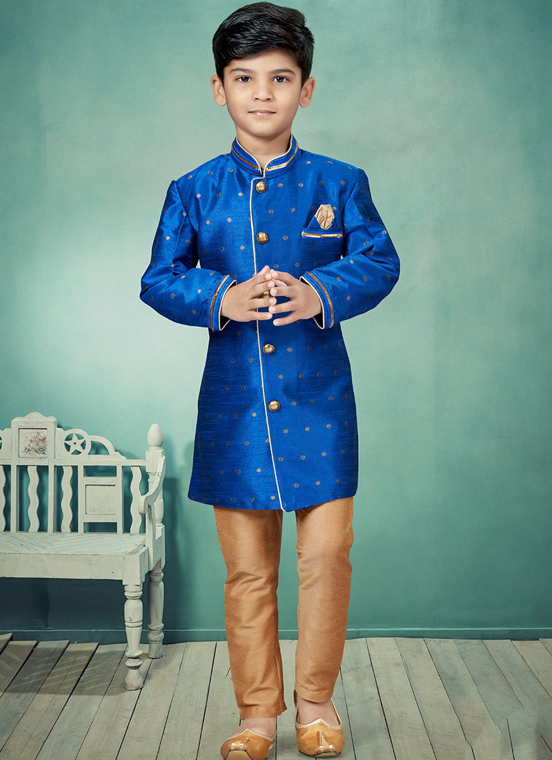 Royal Blue Art Silk Indowestern Sherwani Party Wear