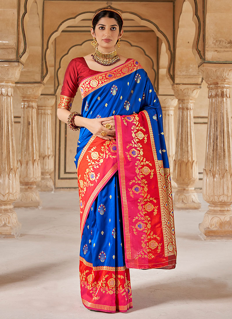 Royal Blue Banarasi Silk Weaving Saree