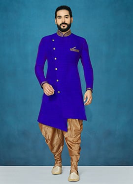 Royal Blue Dupion Art Silk Classic Sherwani