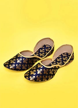 Royal Blue Jacquard Juti For Women