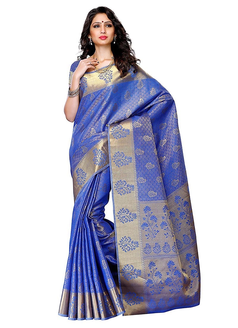 Buy Royal Blue Kancheepuram Art Silk Saree, Kancheepuram , Zari, sari