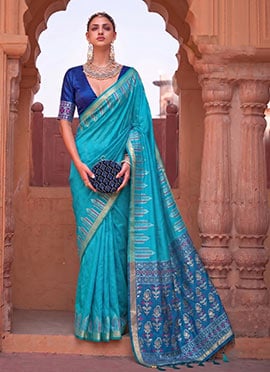 Royal Blue Silk Zari Saree