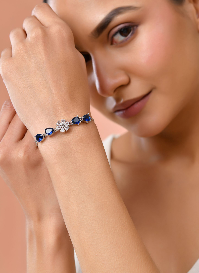 Royal Blue Stone Adjustable Bracelet Wedding Wear