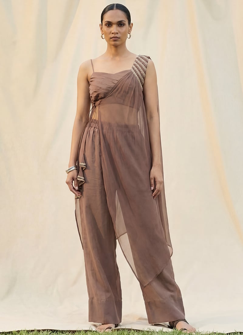 Royal Brown Silk Indowestern Set And Suit After Six Wear