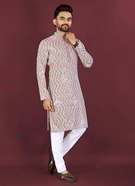 Royal Brown Soft Silk Embroidered Sequins Thread Kurta Pyjama