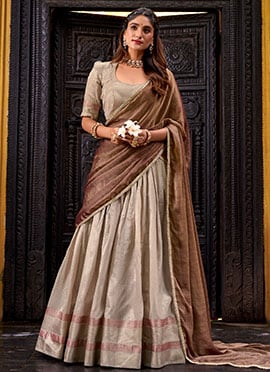 Royal Cream Zari A Line Lehenga