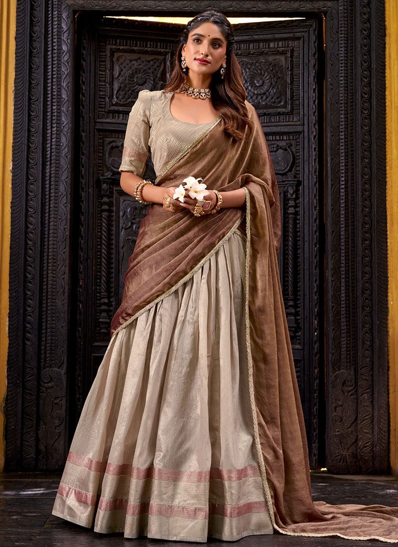 Royal Cream Zari A Line Lehenga Festive Wear