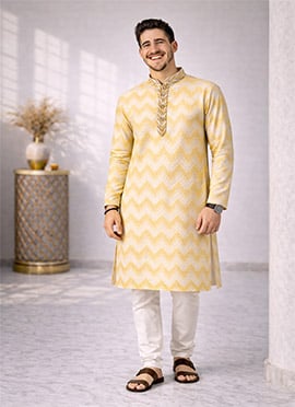 Royal Gold Jacquard Silk Jacquard Kurta Pyjama