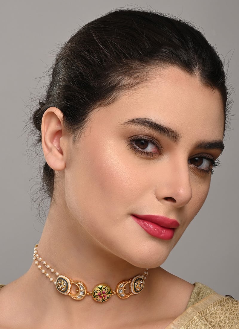 Royal Gold Kundan Beaded Necklace After Six Wear