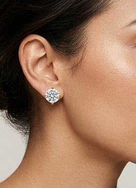 Royal Golden 925 Sterling Silver Moissanite Stone Accent Stud Earrings