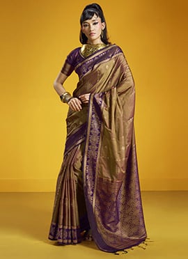 Royal Golden Art Silk Handloom Zari Weaving Saree