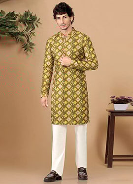Royal Green Soft Cotton Sequins Embroidered Printed Kurta Pyjama