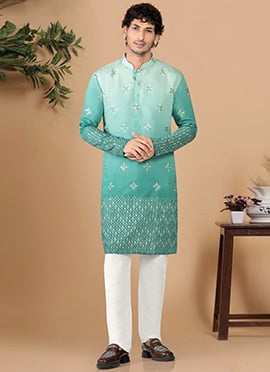 Royal Green Soft Silk Embroidered Kurta Pyjama
