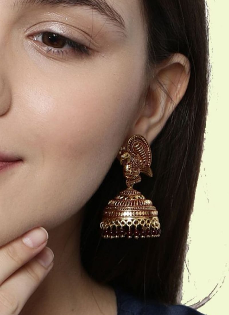 Royal Maroon Beaded Jhumka