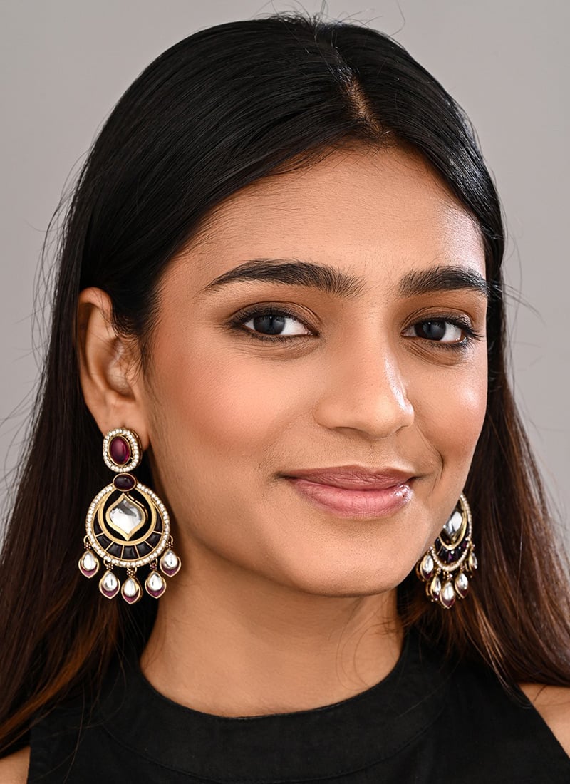 Royal Maroon Stone Drops Festive Wear