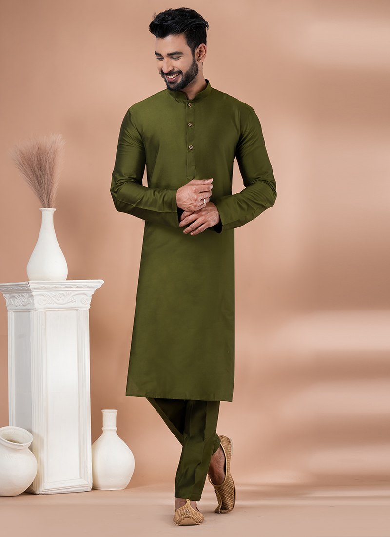 Royal Mehendi Green Viscose Kurta Pyjama Festive Wear