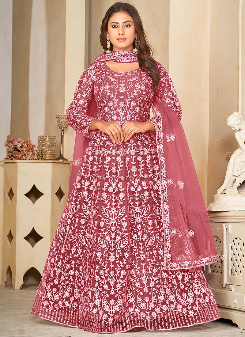 Royal Net Embroidered Anarkali Suit Party Wear