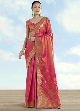 Royal Red Banarasi Tissue Silk Paisley Zari Woven Saree