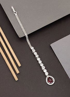 Royal Red Kundan Stones American Diamond Mangtikka