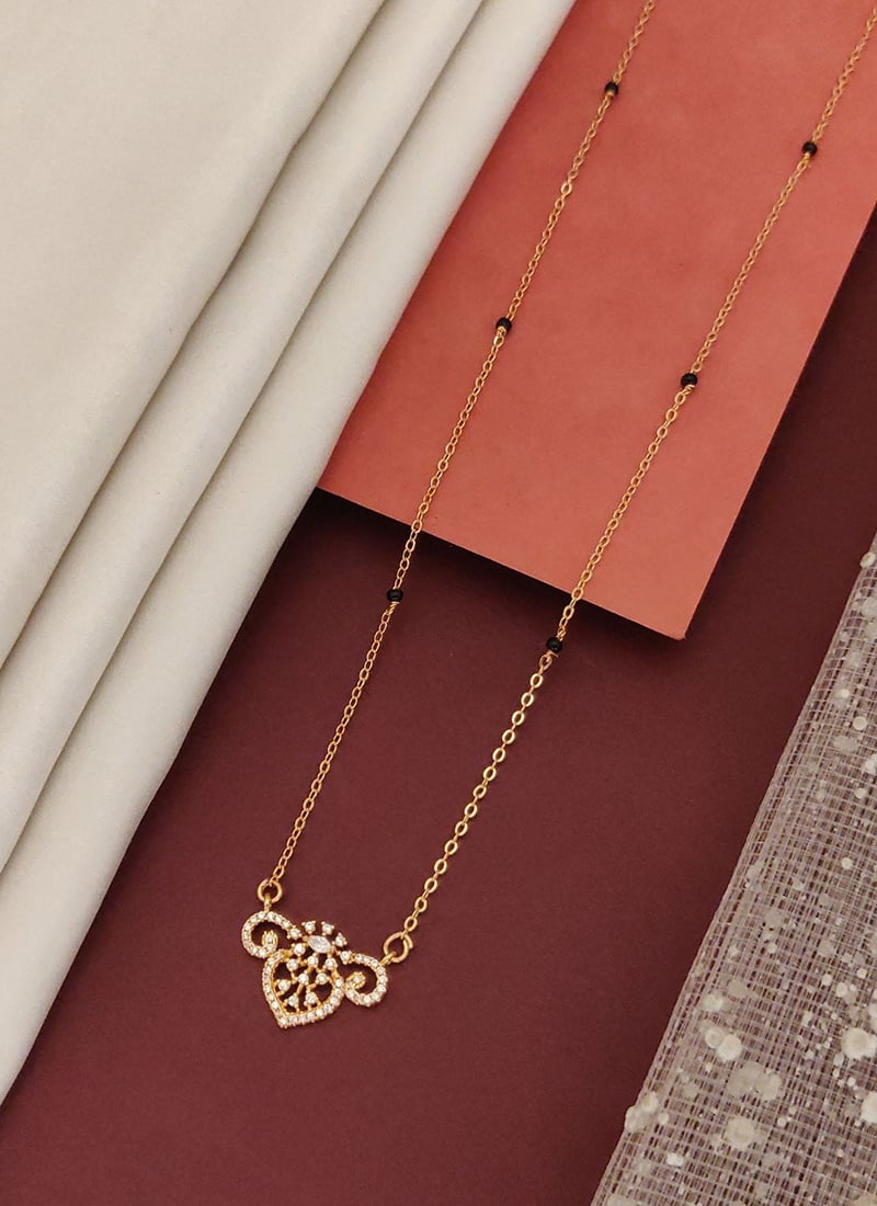 Royal Rose Gold Beads Stones Mangalsutra Festive Wear