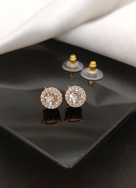 Royal Rose Gold Kundan Cubic Zircon American Diamond Studs