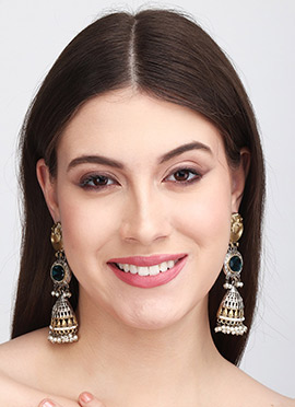 Royal Silver Pearl Stone Jhumka