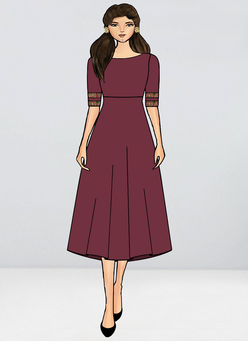 maroon fit and flare dress