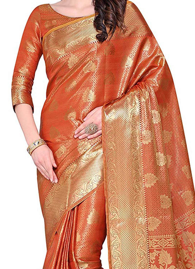 Buy Rust Art Kancheepuram Silk Saree, Kancheepuram , Zari, sari Online