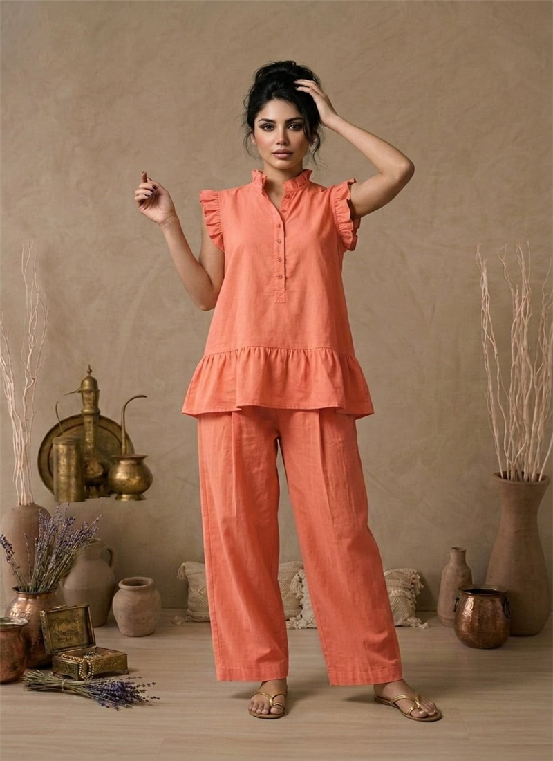 Rust Cotton Co Ord Set After Six Wear