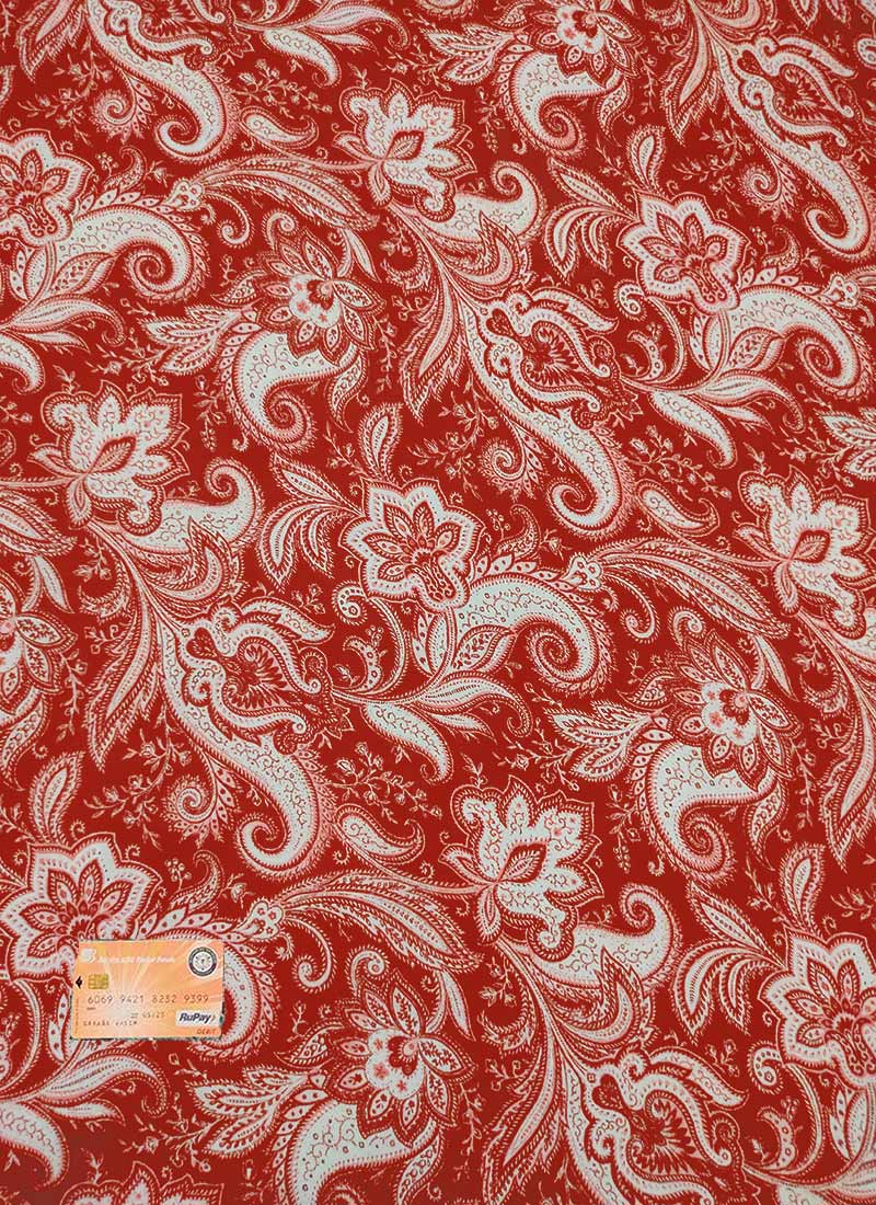 Rust Digital Print Pure Crepe Fabric