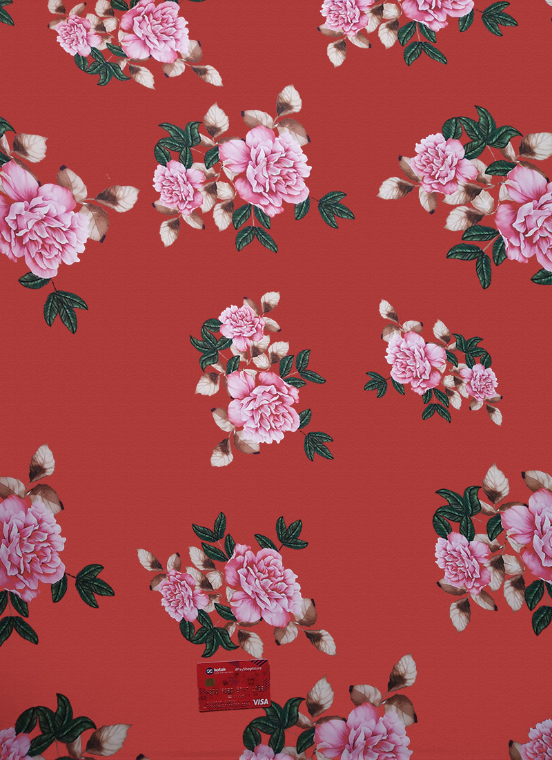 Rust Georgette Digital Printed Fabric