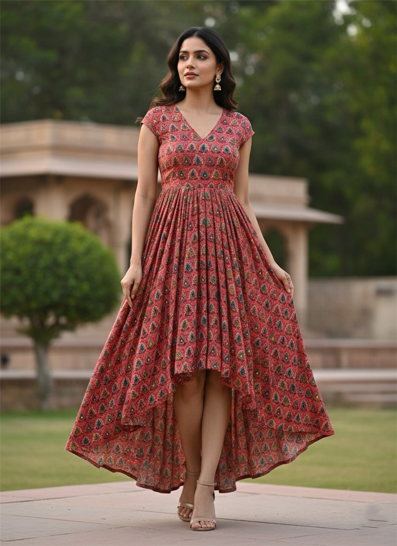 Rust Modal Silk High Low Dress After Six Wear