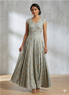 Sage Green Rayon Printed Maxi Dress