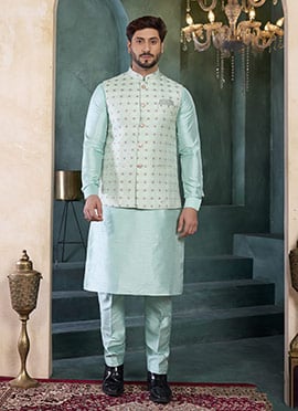 Sea Green Banarasi Silk Jacquard Bandi Set