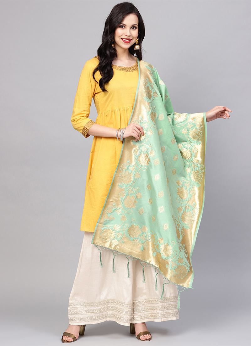 Buy Sea Green Brocade Dupatta, Benarasi , Zari, dupatta Online Shopping