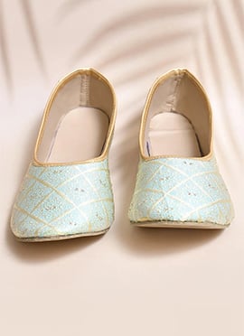 Sea Green Jacquard Juti For Women