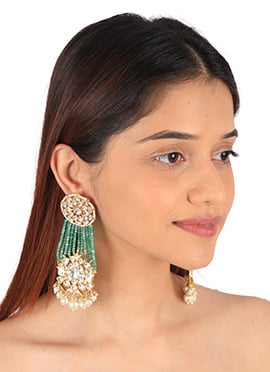 Sea Green Kundan And Beads Chandeliers